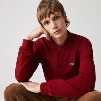 Lacoste Long-Sleeve Classic Fit L.12.12 Polo Pánské - Polo Tmavě Červené | CZ-Vd4qIe